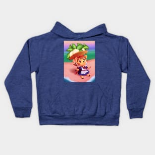 Cute Cartoon Boar Selling Root Vegetables Kids Hoodie